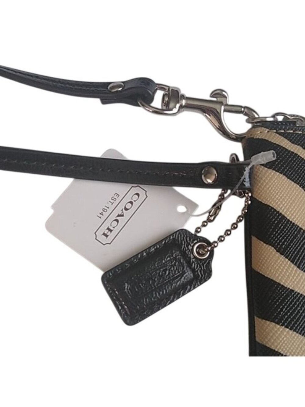Coach F51099 Zebra Print Small Wristlet, SV/Black - Picture 3 of 6